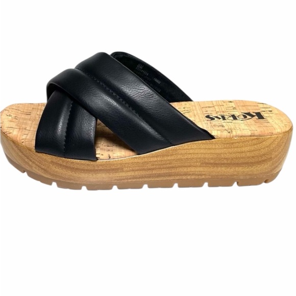 Kork-Ease Shoes - Kork-Ease Black Leather Mules with Wooden Sole